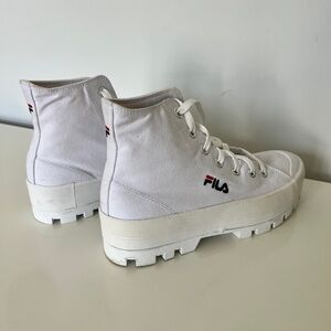 White fila platform high top sneaker